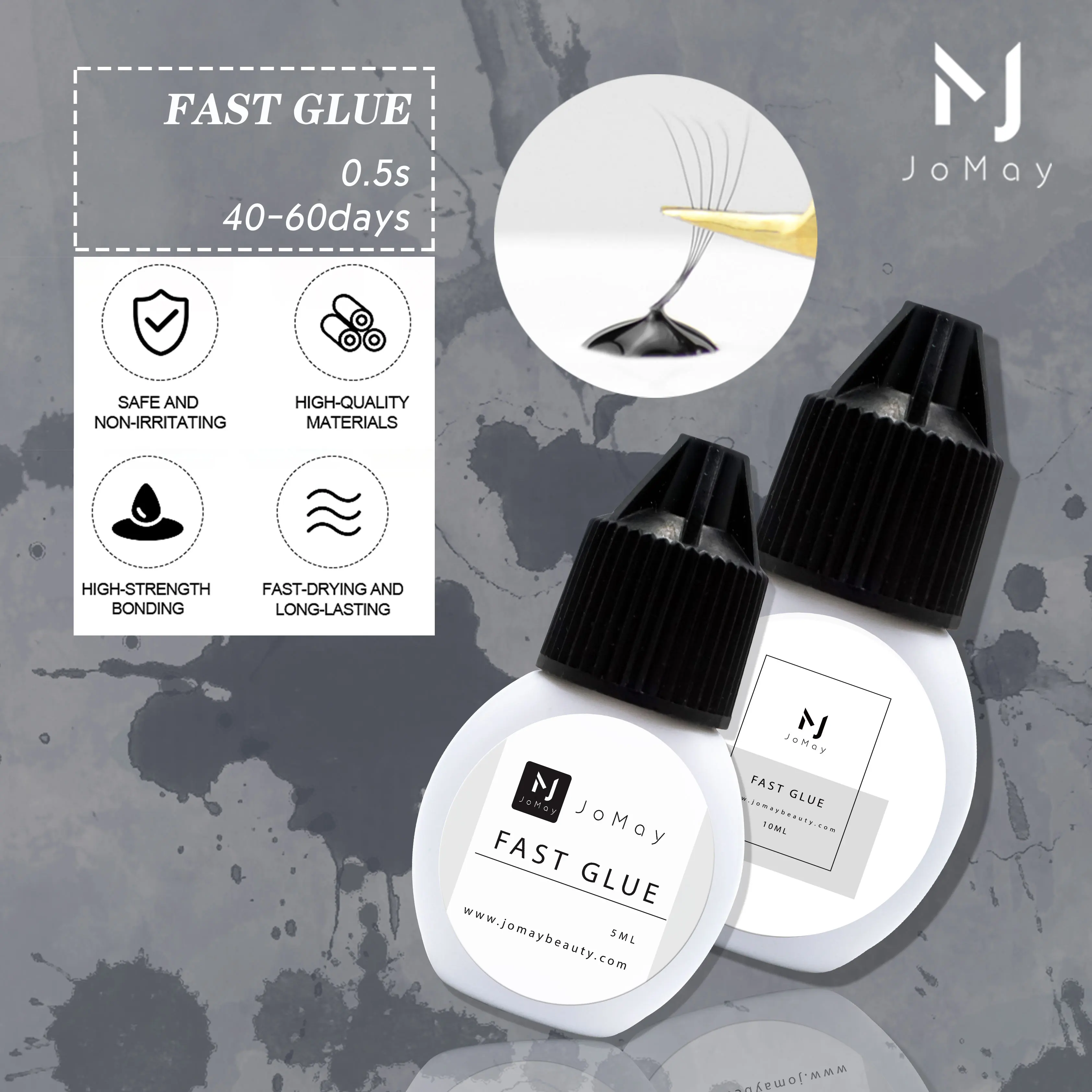 Jomay best seller adhesive for mink lashes 0.5 sec high quality clear extention fast drying private lash glue and packaging
