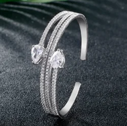 Hot Sales Fashion Hot Brass Gold Plated Crystal Bangle Bracelet Multi Hoop Cuff Open Bracelet