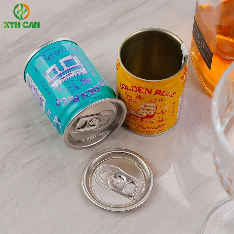 Manufacturers Custom Printing Best price 100ml  Mini Cocktails Tin Can Tinplate Cans for Whiskey Wine
