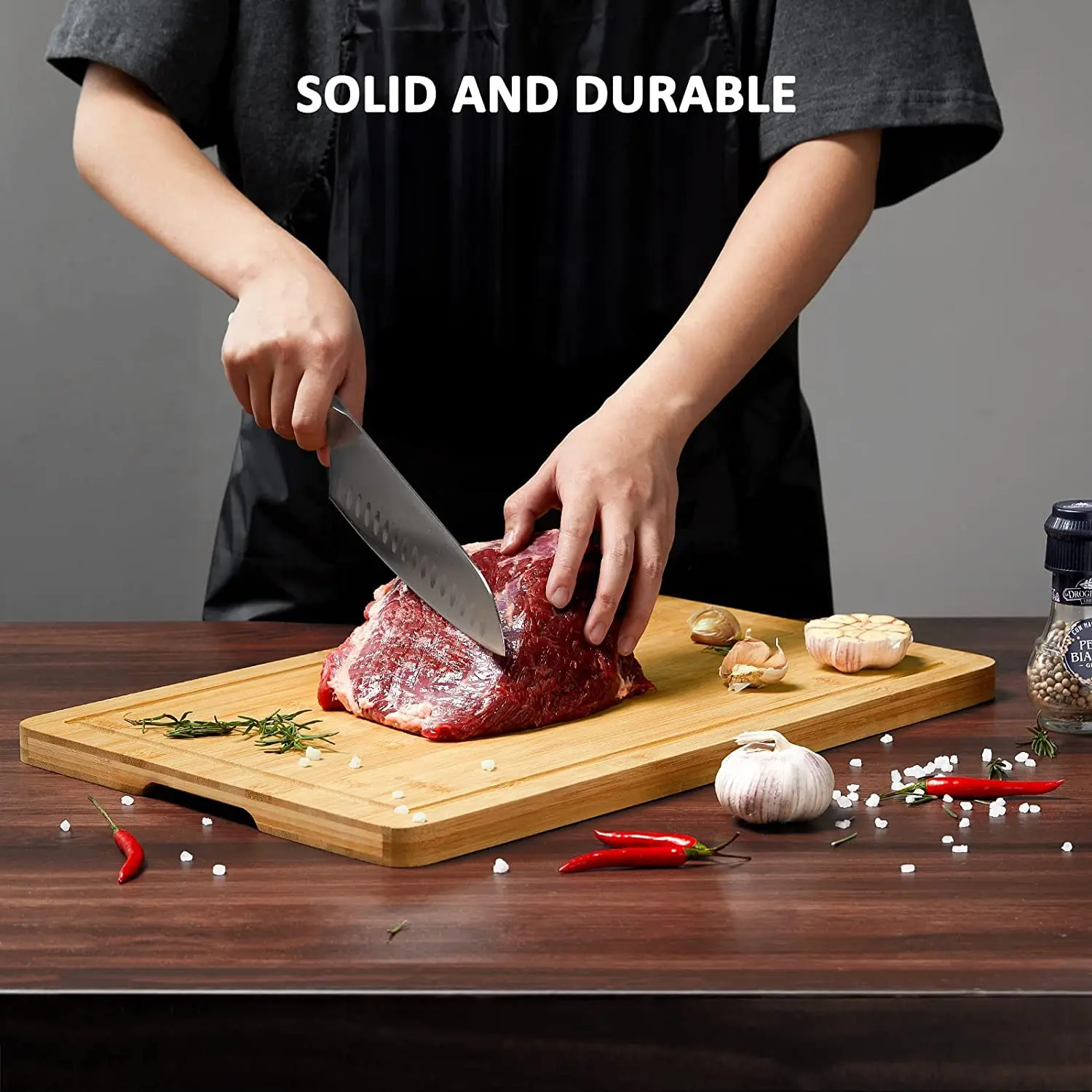 5-Piece Wood Cutting Board Set with Juice Groove Bamboo Chopping Board for Kitchen