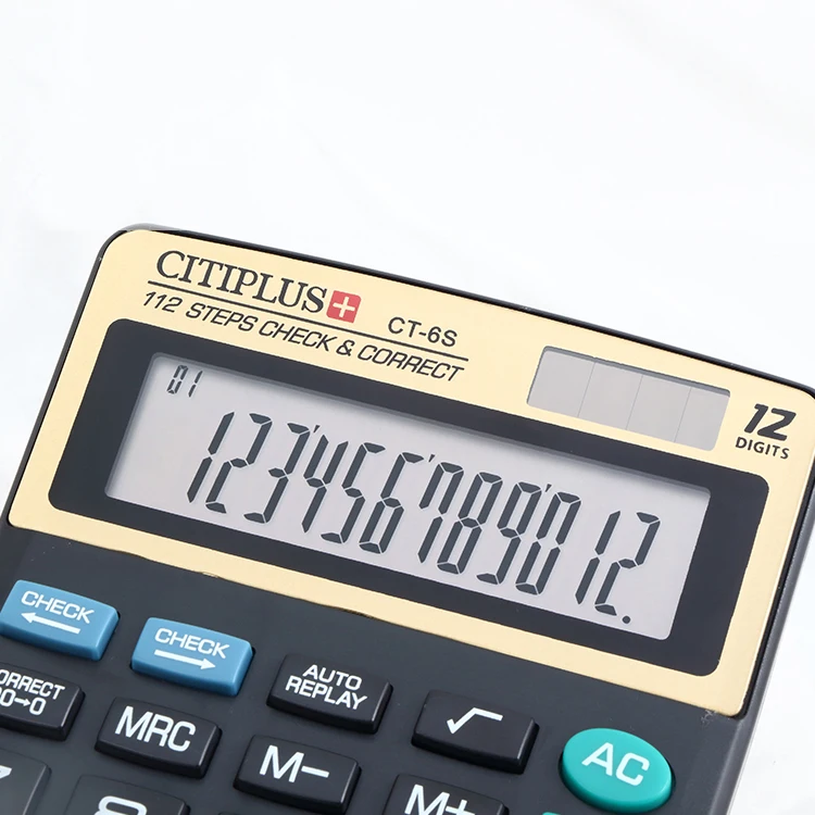 Manufacturer oem 12 digit solar and battery office desktop calculator with check correct function