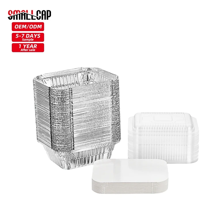 450ml Aluminum Pan Disposable Foil Tray Takeout Container Take Away Food Foil Container with Cardboard Plastic Lid