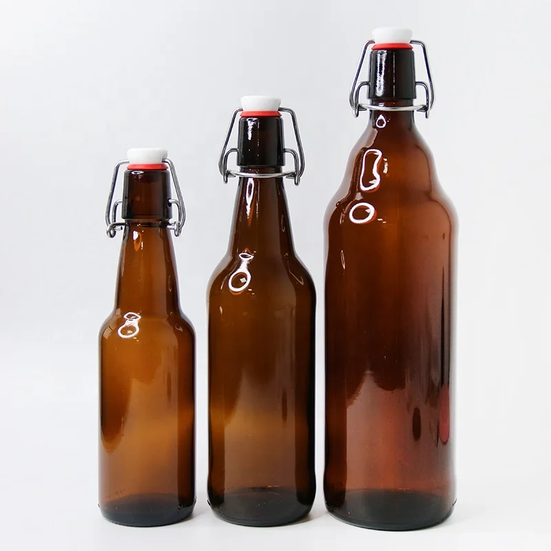 Wholesale 250Ml 500Ml 750Ml Wine Liquor Glass Bottle With Swing Top Clip Lid For Kombucha