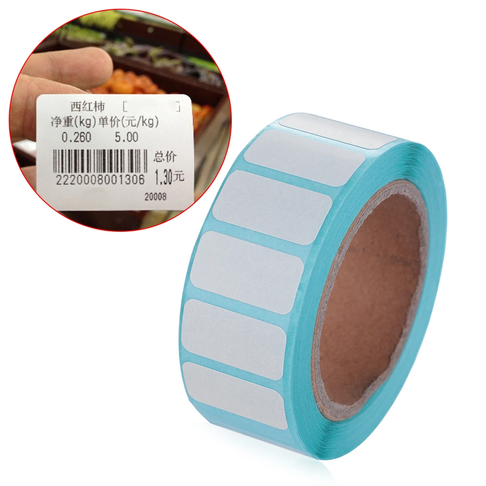 Blank Barcode Thermal Transfer Label White Sticker Barcode Paper Supermarket shelf price tag label roll