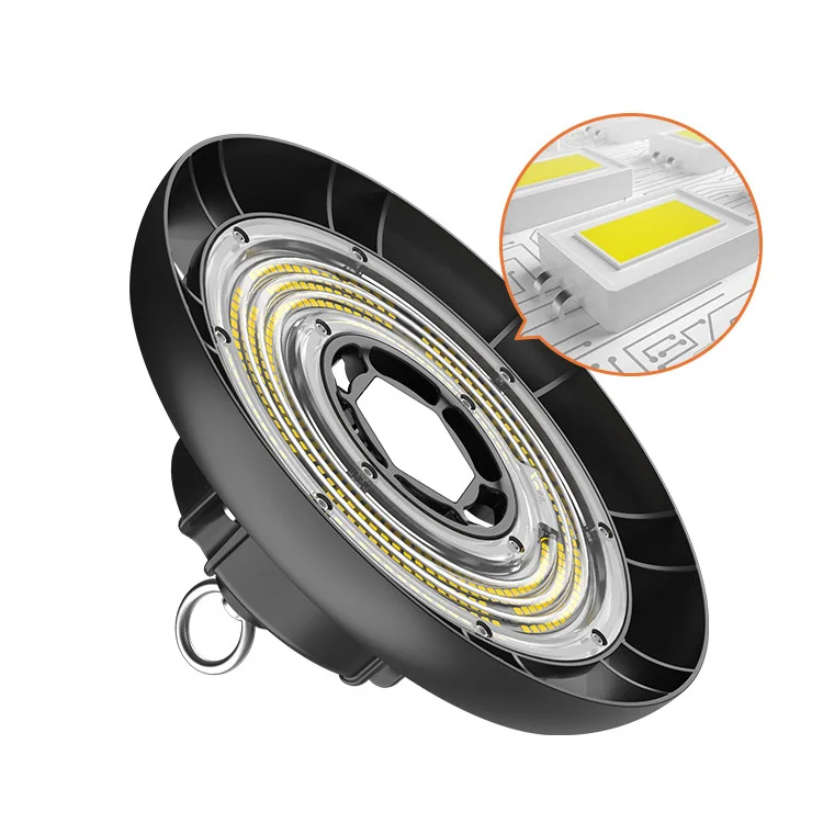AC100-277V 50/60Hz 22500lm 5000K Dimmable 150W Industrial UFO Led High Bay Light for Gym Factory Warehouse Shop Barn Garage