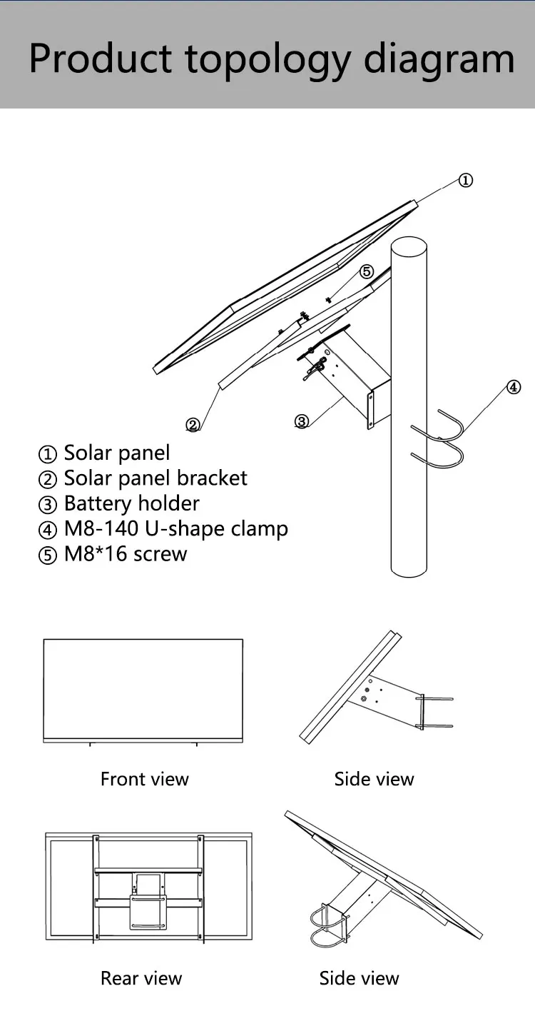 Camera System solar Pole Mounting System solar panels for security camera 100w60ah solar kit for cctv