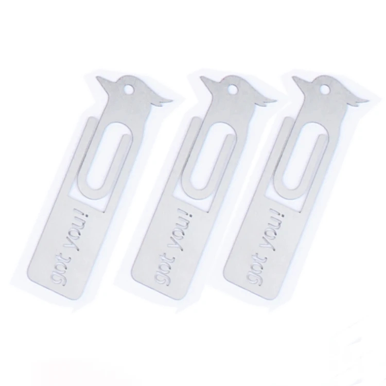 Factory Customized bird shape  with Logo carving metal bookmark promotional gifts