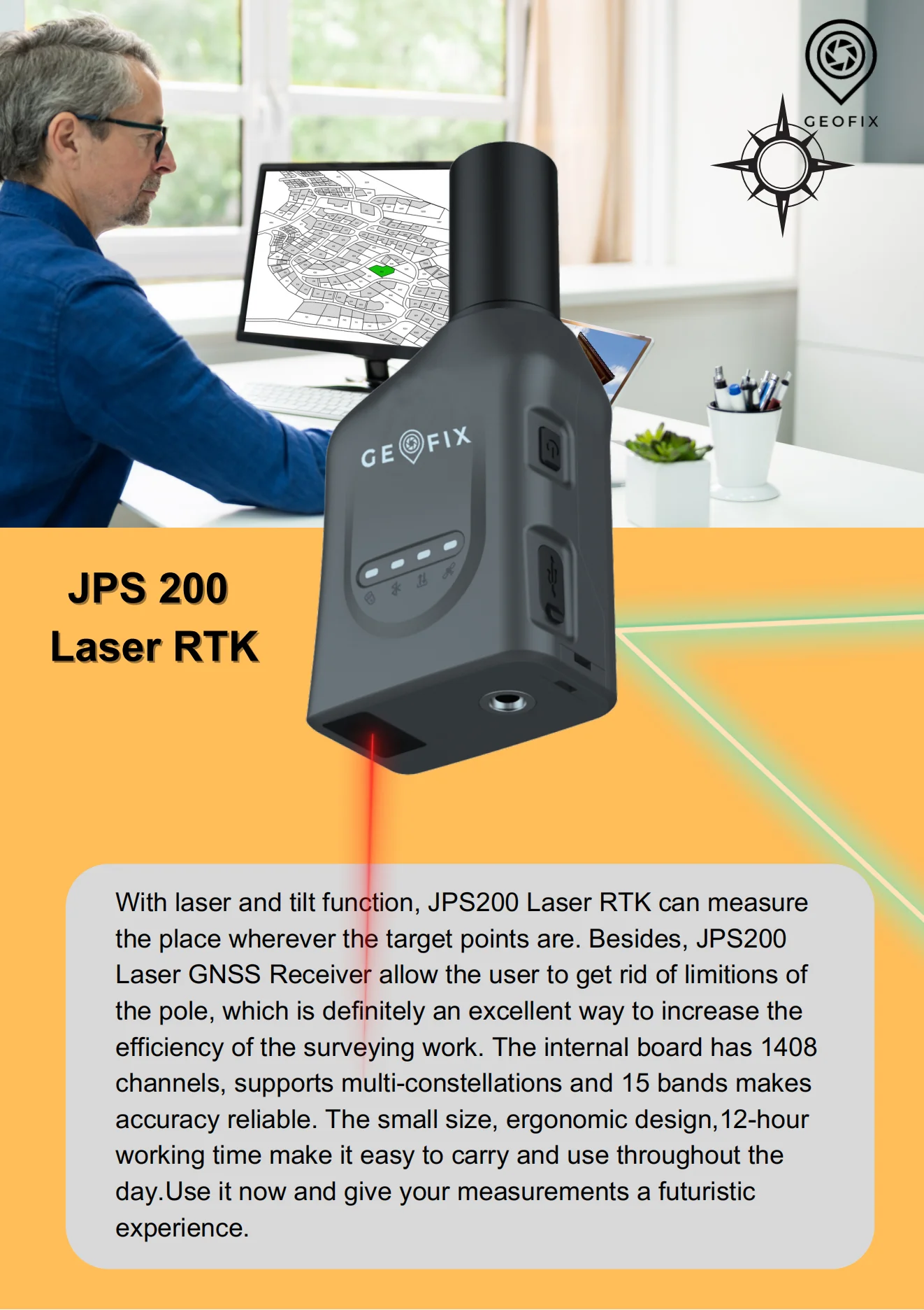 GEOFIX High Precision LASER RTK JPS-200 GNSS RECEIVER
