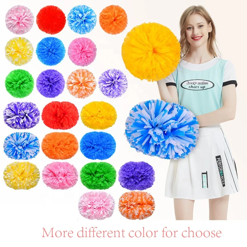 Dance Team Spirit Cheer Poms Shiny and Metallic Cheerleading Pom Poms with Handle for Girl Boy School Sports