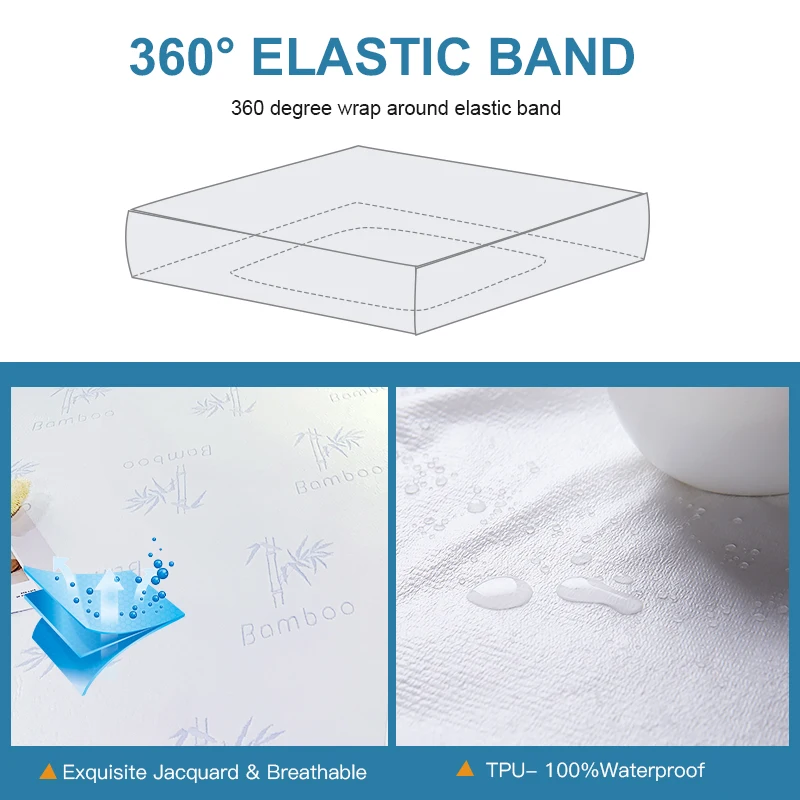 Bamboo Waterproof Mattress Protector-Machine Washable-Antibacterial, anti-mite, hypoallergenic for adult and Baby