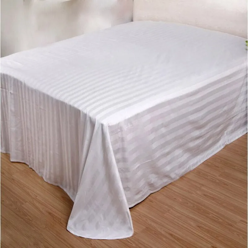 100% cotton stripe white hotel bed sheet sets luxury hotel 300tc bedding set