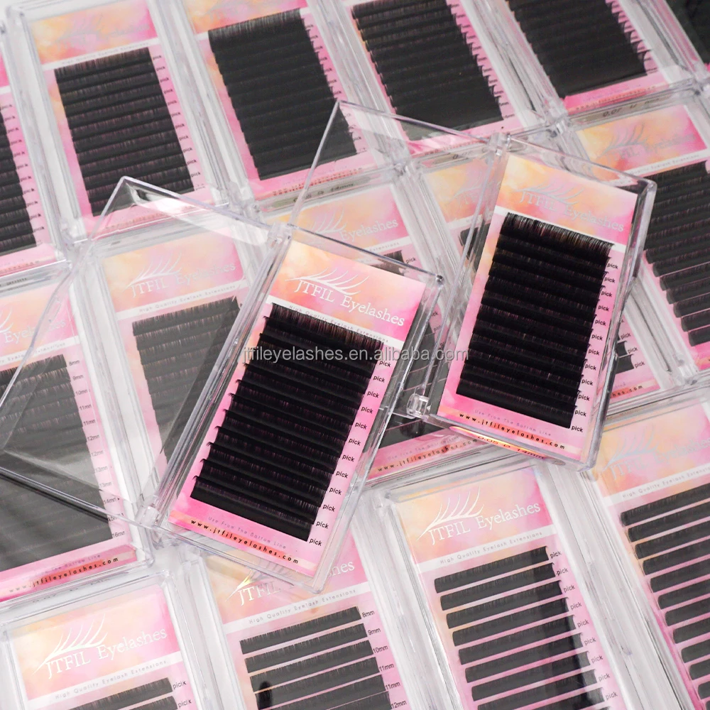 Handmade Russian Volume black cashmere lash Private Label C D Cc Dd Curl easy fan lash extension trays