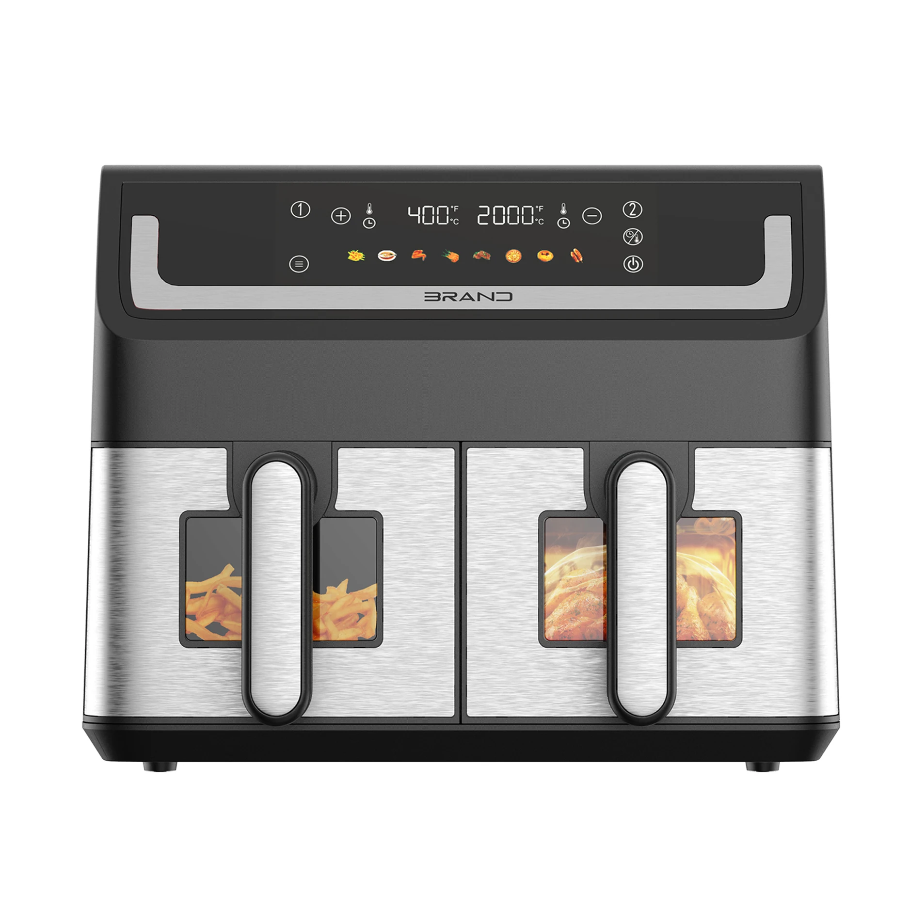 Big Capacity Double Basket Air Fryer Two Rooms 2 Independent Baskets Dual Zone Air Fryer Oven 10L 11L 12L