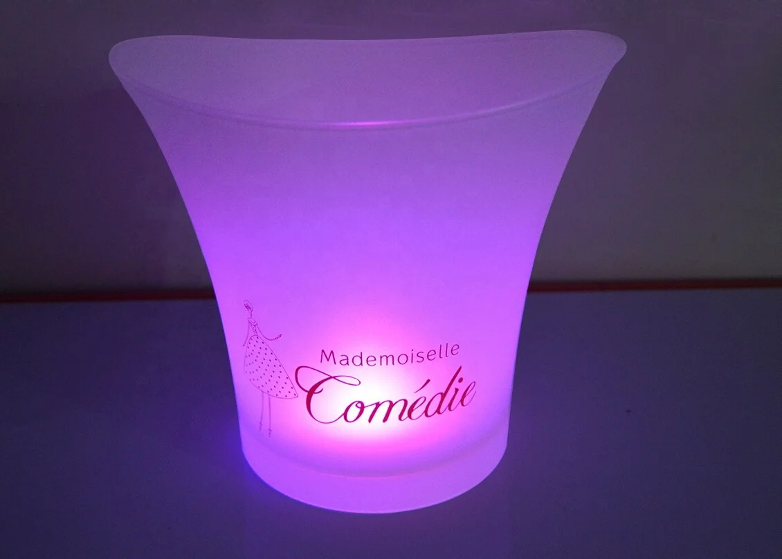 transparent colorful led gradient light glowing 4l 5l acrylic clear beer champagne plastic led ice bucket