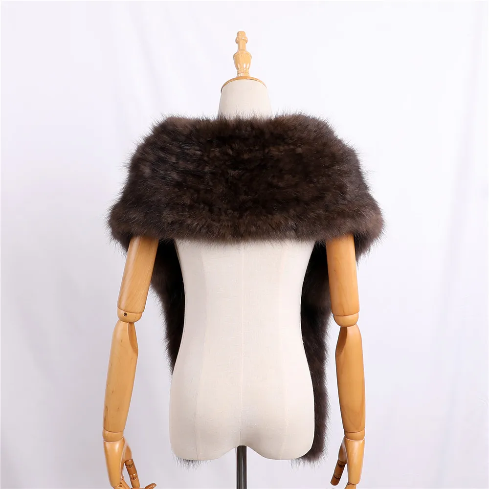 Высококачественный Женский вязаный шарф из 100% натурального соболиного меха, шарфы из натурального меха норки, женские модные зимние шарфы, Однотонный женский шарф