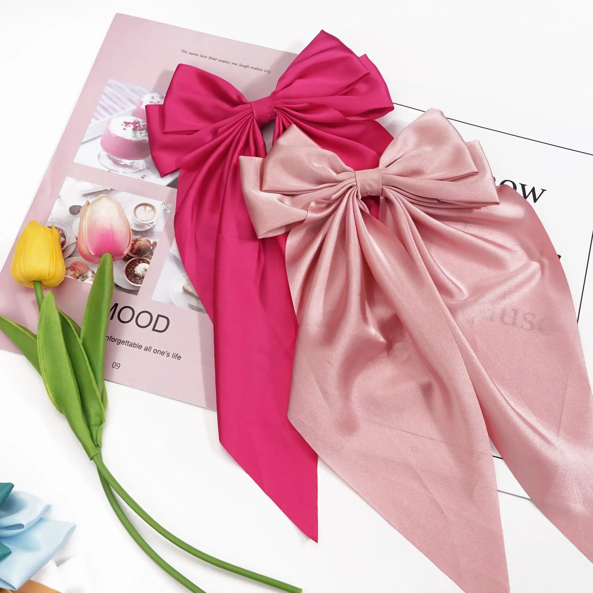 MX New Arrival Girl Jumbo Ribbon Bows Hair Fairy Ribbon Hair Bow Clip Hair Clips For Women