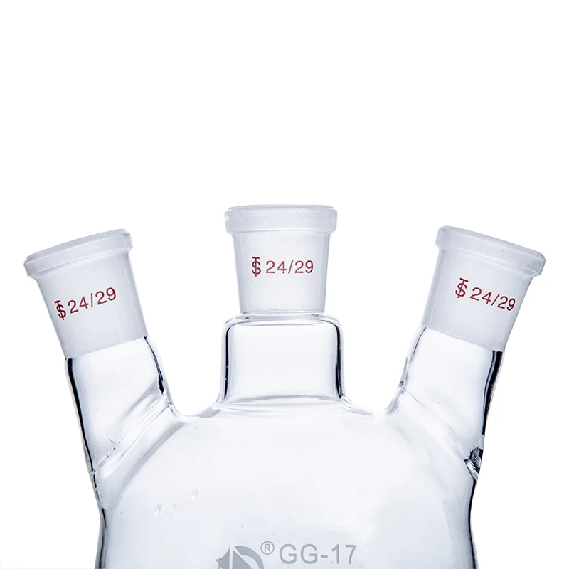 Lab 250 500 1000ml Borosilicate 3.3 Glass Round Bottom 3 Three Neck Distillation Flask With 2 Two Angled Oblique Side Joint