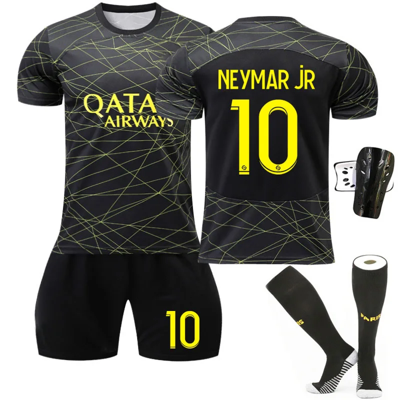 High Quality MBAPPE Messi 10# Football Kits Full Set Youth Custom Soccer Jersey 2023 Football Shirt Men Soccer Wear