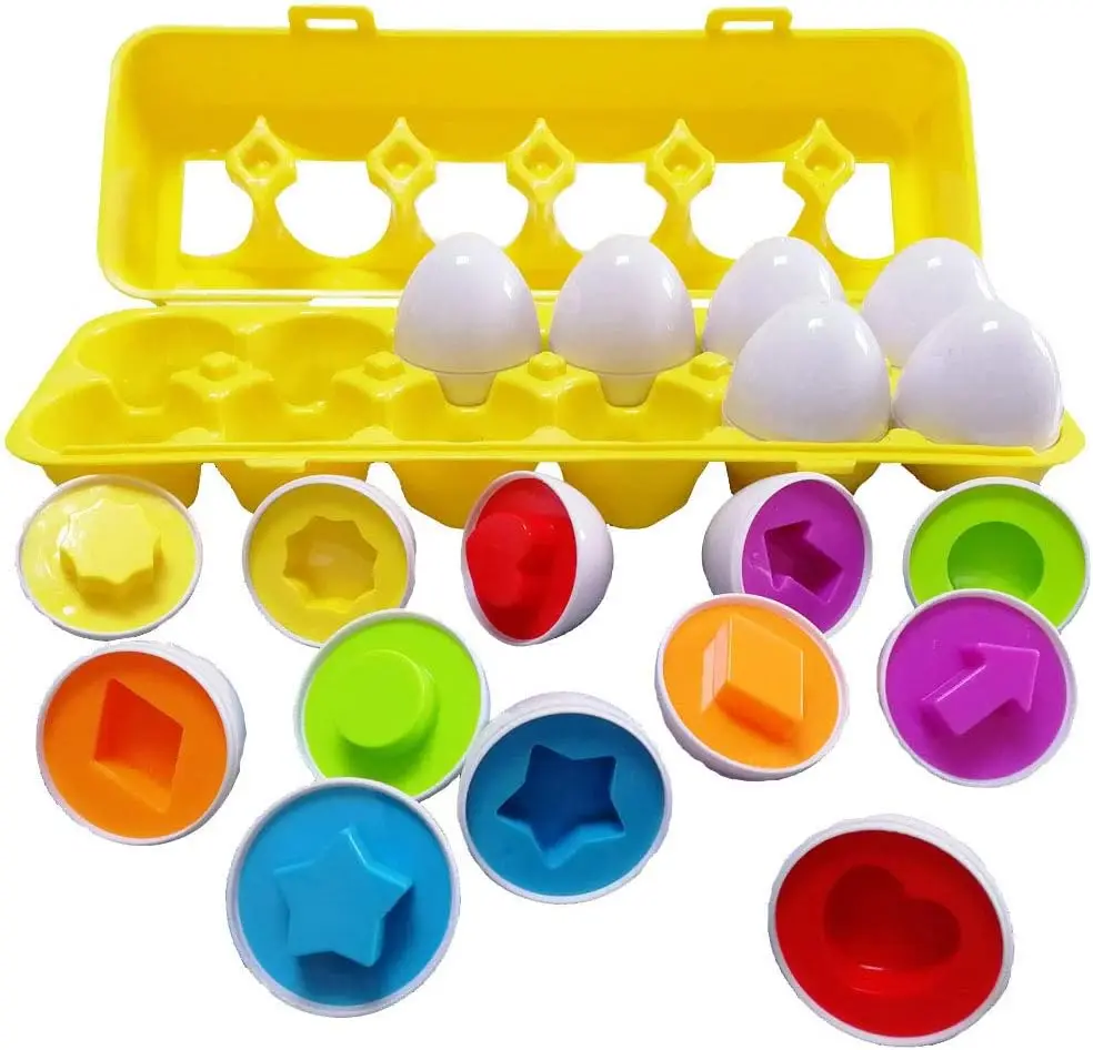 EPT Manufacturer Kids Montessori Plastic 12 Pcs Color & Shape Matching Eggs Toy