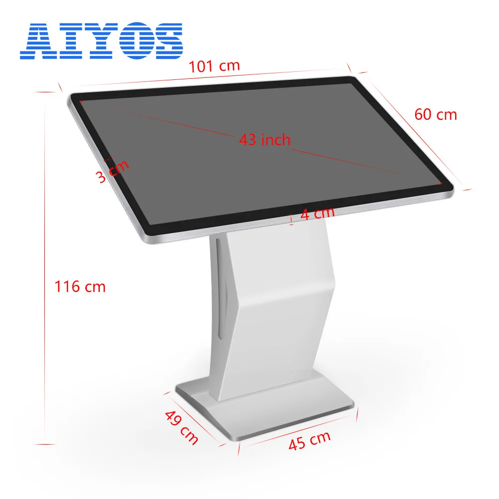 55 inch 4K screen 3840x2160 floor stand digital signage touch screen kiosk with wifi totem
