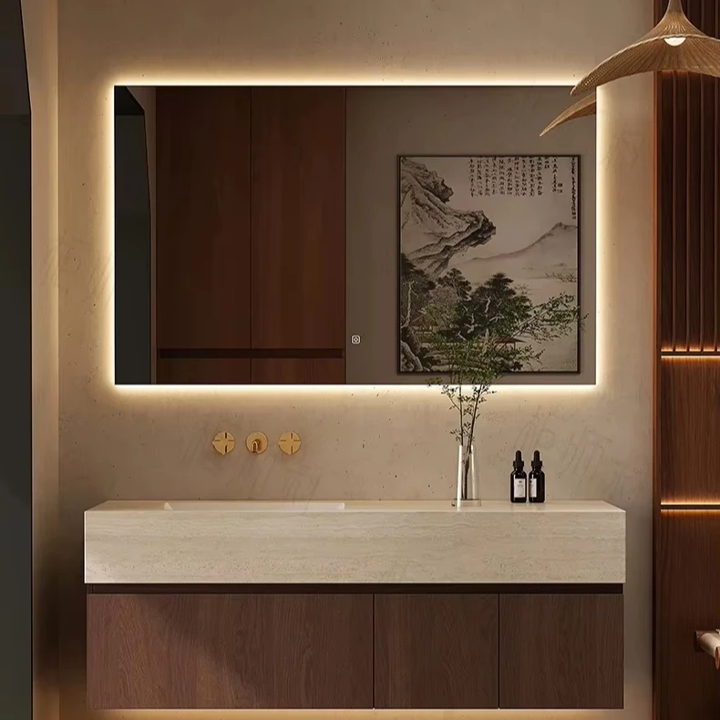 Exquisite workmanship cave stone rock slab Ceramic Undercounter Sink watertight bathroom vanities