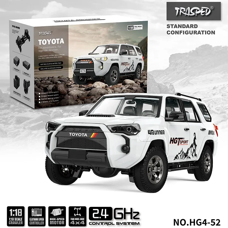 Licensed Fully Equipped TRASPED 1/18 Toyoto 4RUNNER RC Trail Truck with Smoke Generator Sound Lights