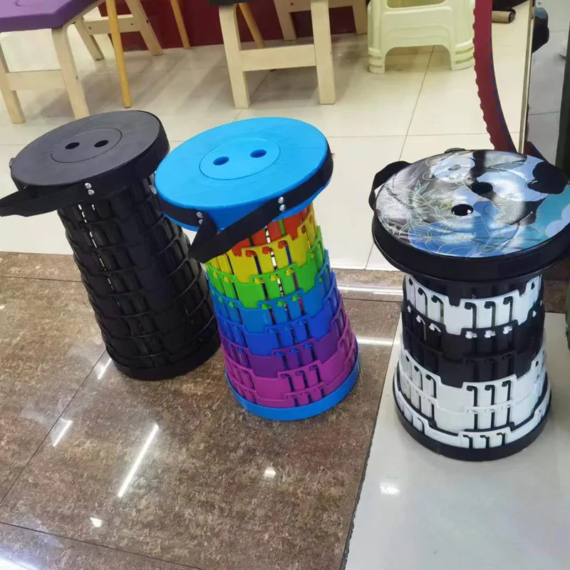 Wholesale Good quality PP Round colorful Collapsible portable retractable folding stool