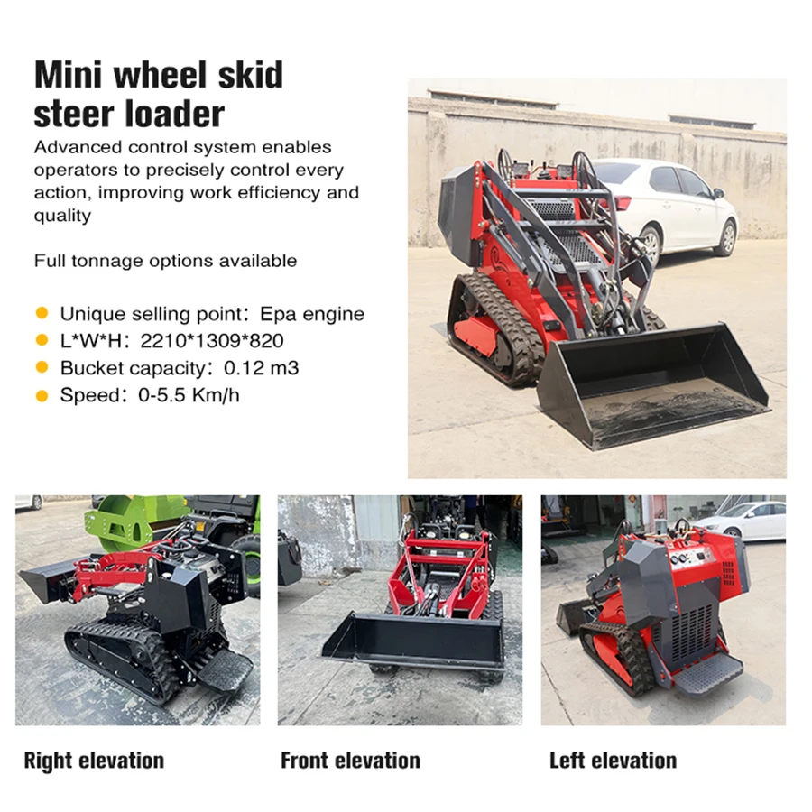 25hp Kubota Engine Cheap Multifunctional Walk Behind Crawler Mini Skid Steer Loader For Sale With Track