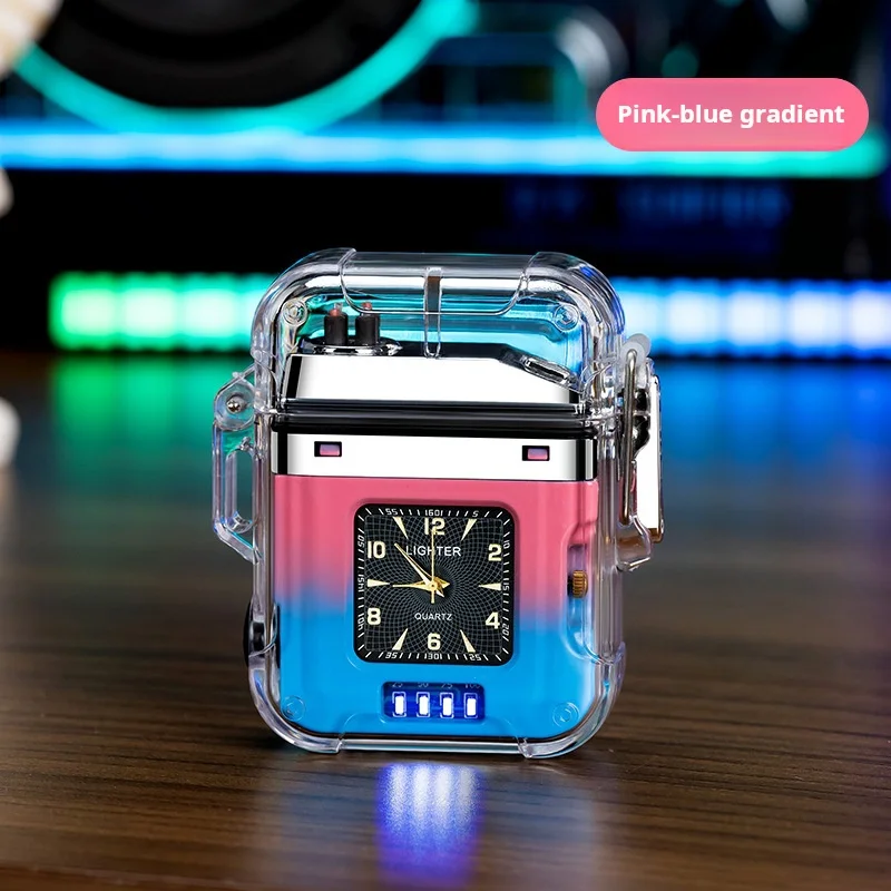 USB Rechargeable Dual Arc Lighter with Transparent and Quartz Dial
