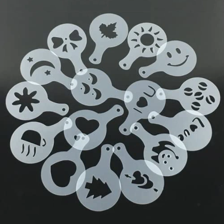 Custom pattern coffee art tool plastic template cappuccino decorating coffee stencils