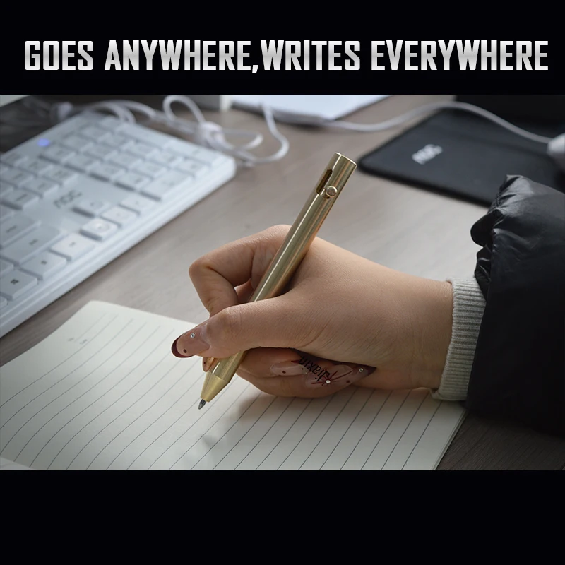 JXT Manufacturer Customized Titanium Bolt Action Tactical Brass Pocket Pen with Non-Slip Grip EDC Office Business Writing Pen