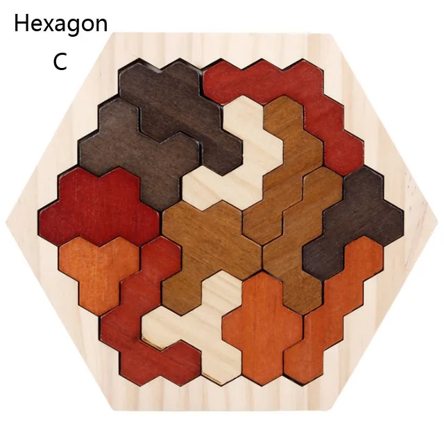 Hexagon Building Blocks Geometric Toys Wooden Puzzle Educational