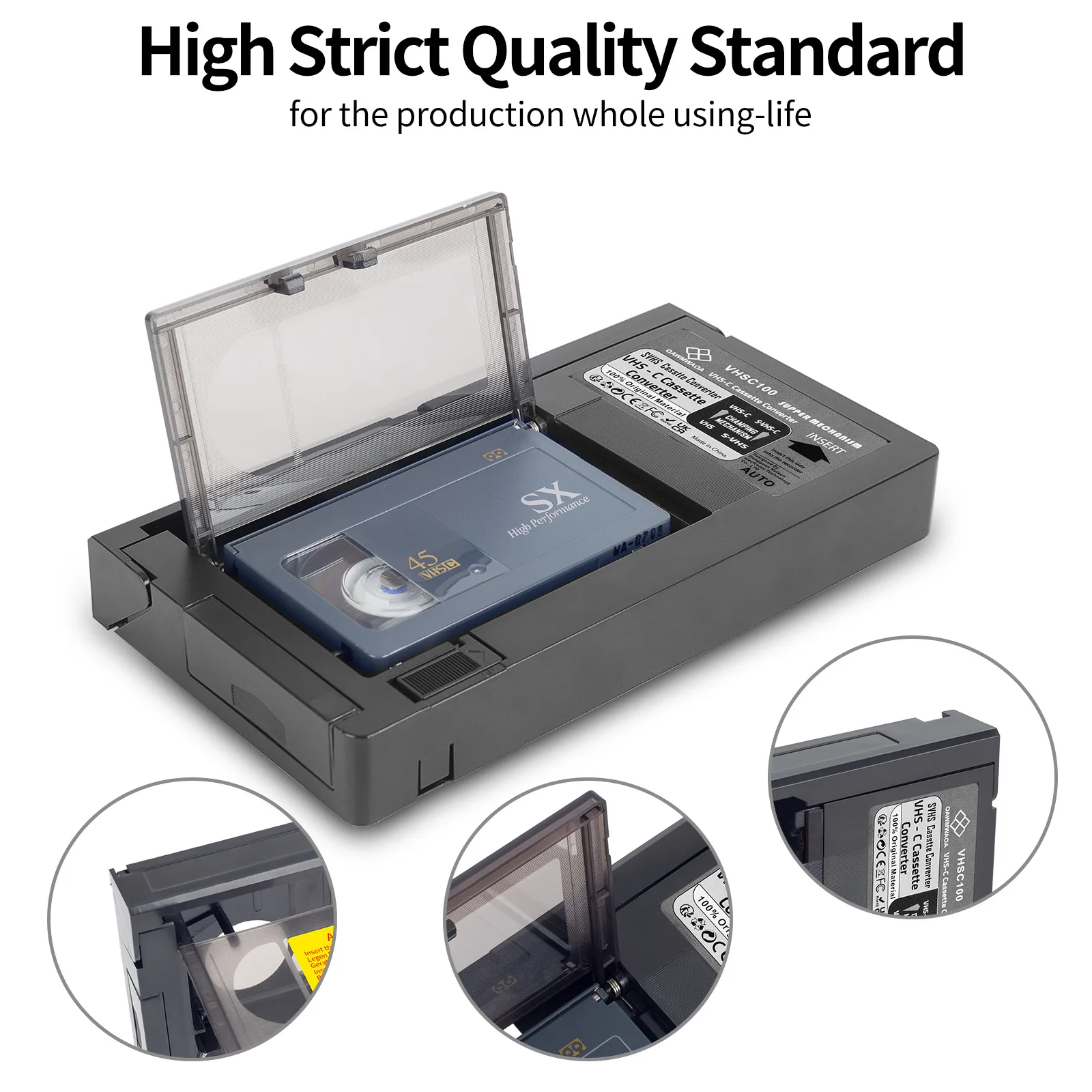 VHS-C Video Cassette Adaptor - NOT COMPATIBLE WITH 8mm/MiniDV/Hi8 Tapes