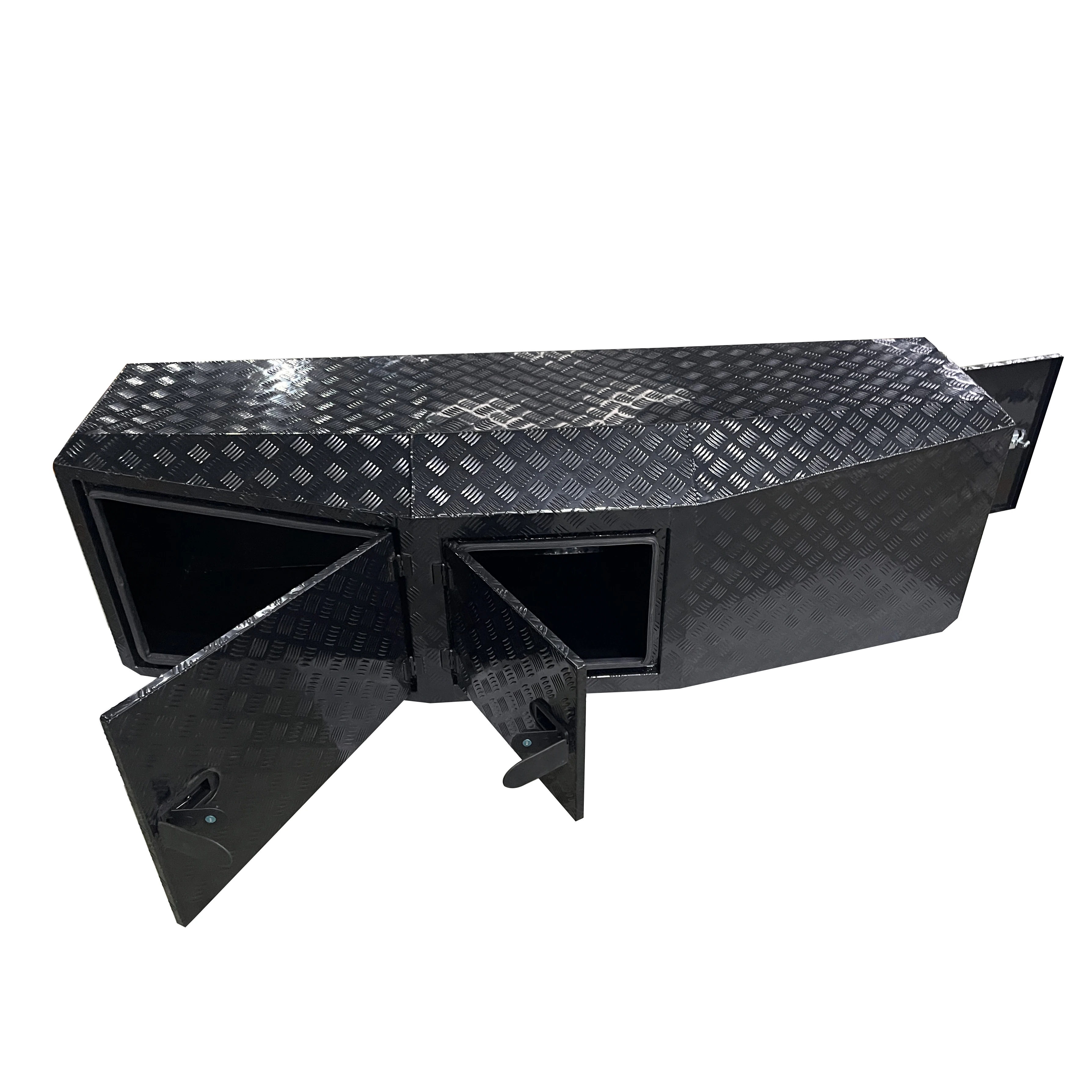 Design black Underbed Toolbox Under tray Aluminum Truck Tool Box  for Truck and Trailer for sale with Sliding Fridge drawers