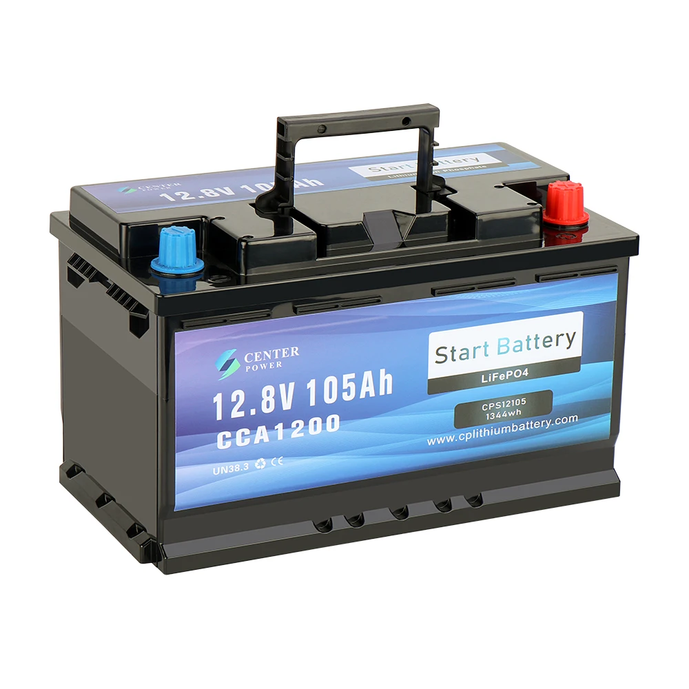 Center Power Hot Selling Long Cycle Waterproof BT Monitoring 12.8V 105Ah Marine Cranking Starting Lithium LiFePO4 Battery
