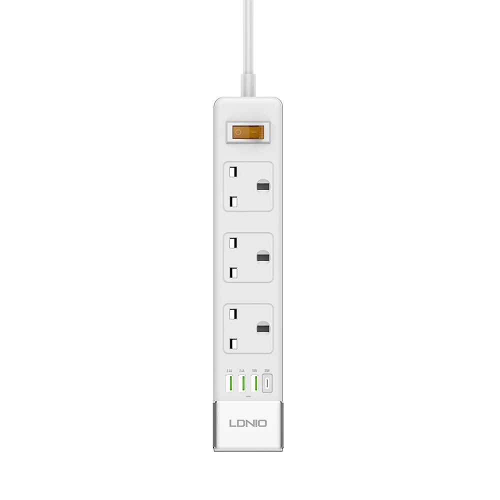 SK3467 UK Socket Extension Socket Power strip With Type-c Port Support QC3.0 20W PD Fast Charging Charger