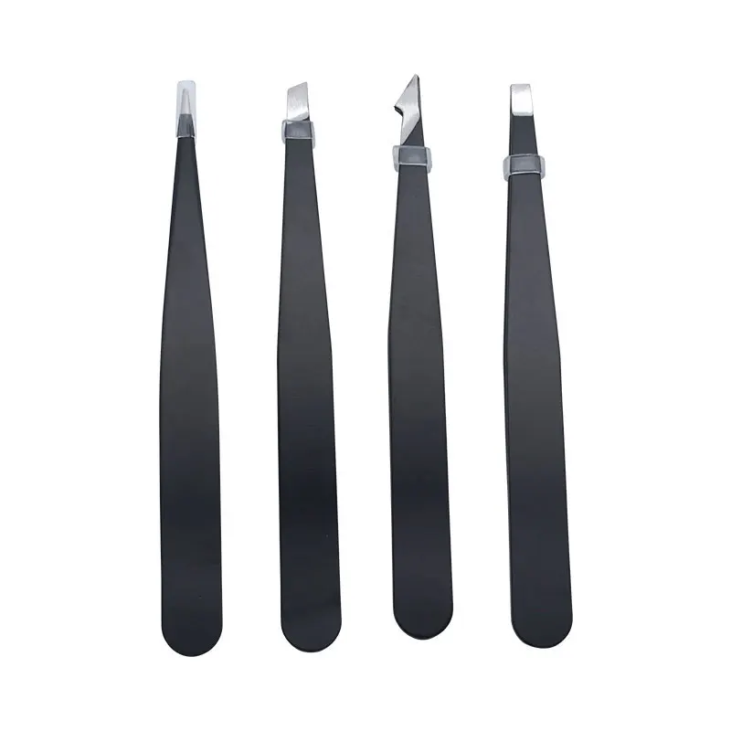 Professional Stainless Steel Tweezers for Eyebrows Personalised Beauty Instruments Slanted Sharp Pointed Eyebrow Tweezers Set