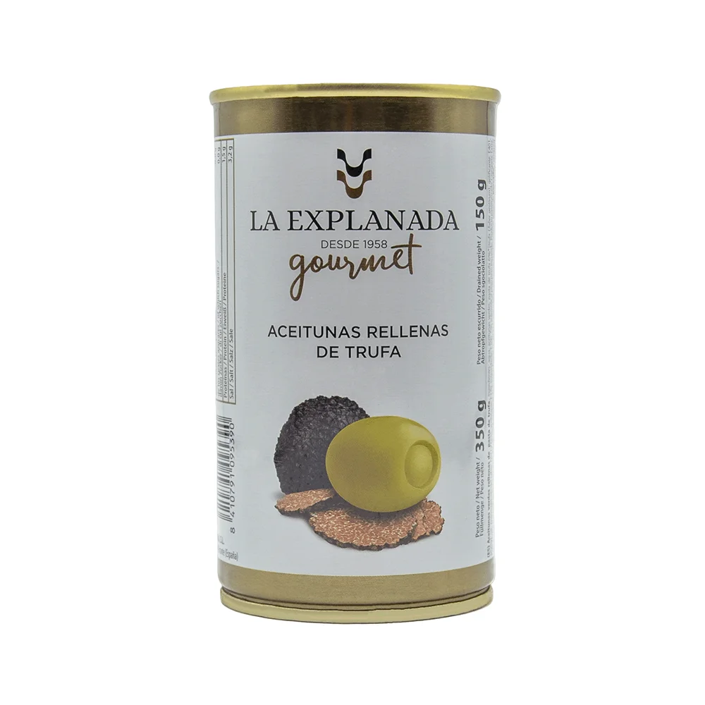 Best Selling Excellent Taste Net Weight 350 Gr Truffle Stuffed Manzanilla Green Olives For Restaurant