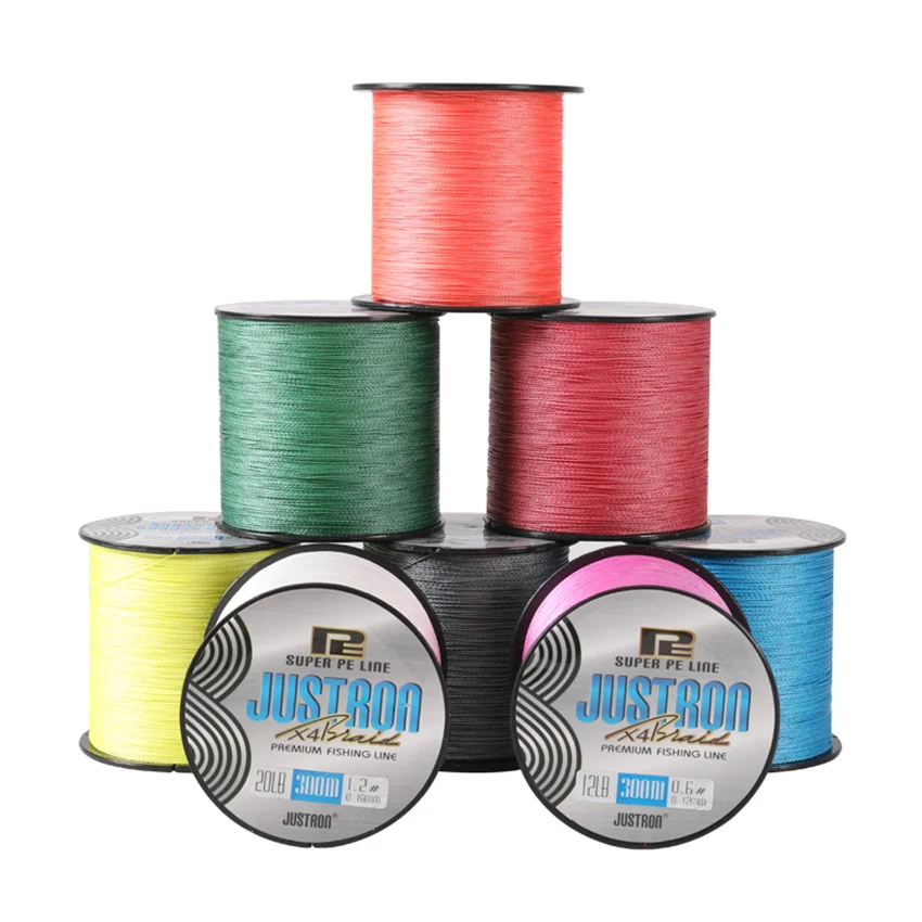 JUSTRON X8 300 м плетеная рыболовная леска из ПЭ 8 strands супер прочная леска 15 - 100LB тест многоцветный мультифиламент тест морской леска
