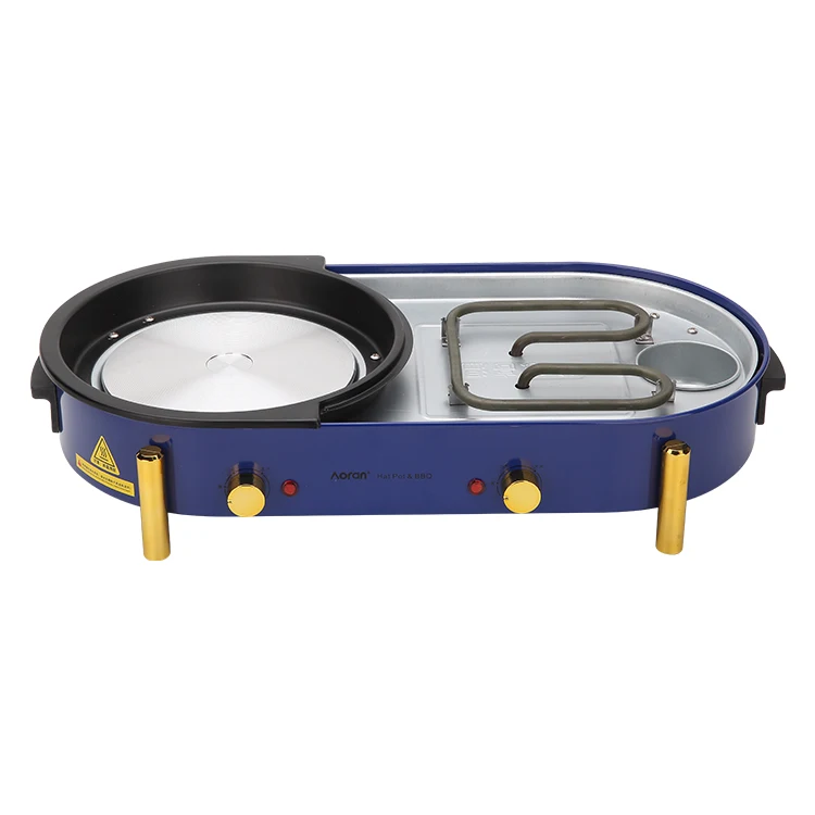 Household Shabu-Roasting All-In-One Pot Non-Stick 2 In 1 Electric Bbq Grills And Hot Pot