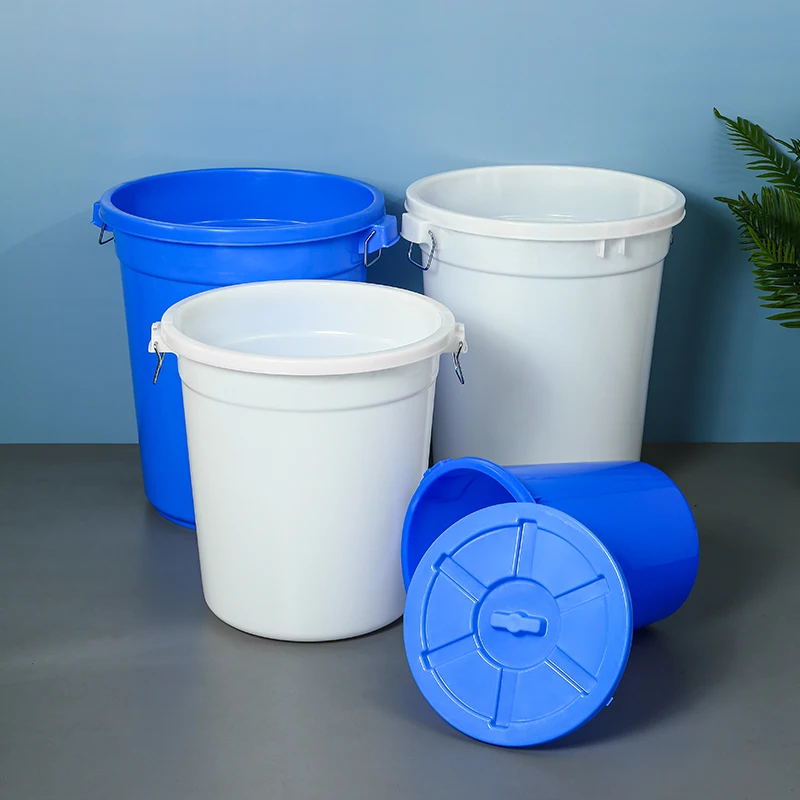 Plastic Large Round Bucket Food Grade Water Storage Bucket with Handle and Lid Durable Home Application