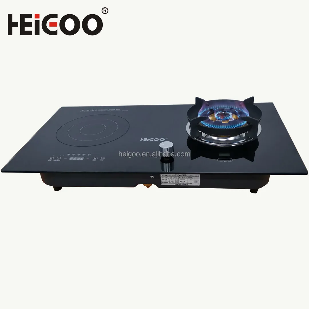 China Manufacturer High Quality Induction Cooker 2 Glass Plate Stand Gas Stove both with Timer