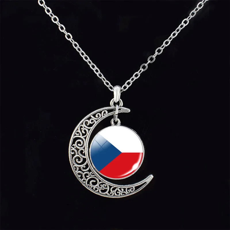 Bracelet Necklace Earrings Jewelry Set Czech Republic Flag Glass Cabochon European Countries Flag Necklace Set for Women Gifts