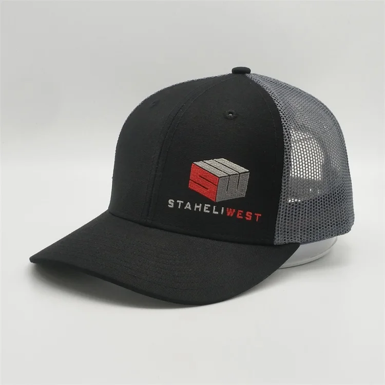 6 Panel Black Trucker Mesh Cap,customize Color Trucker Hat, Custom Embroidery Patch Logo Sport Trucker Cap