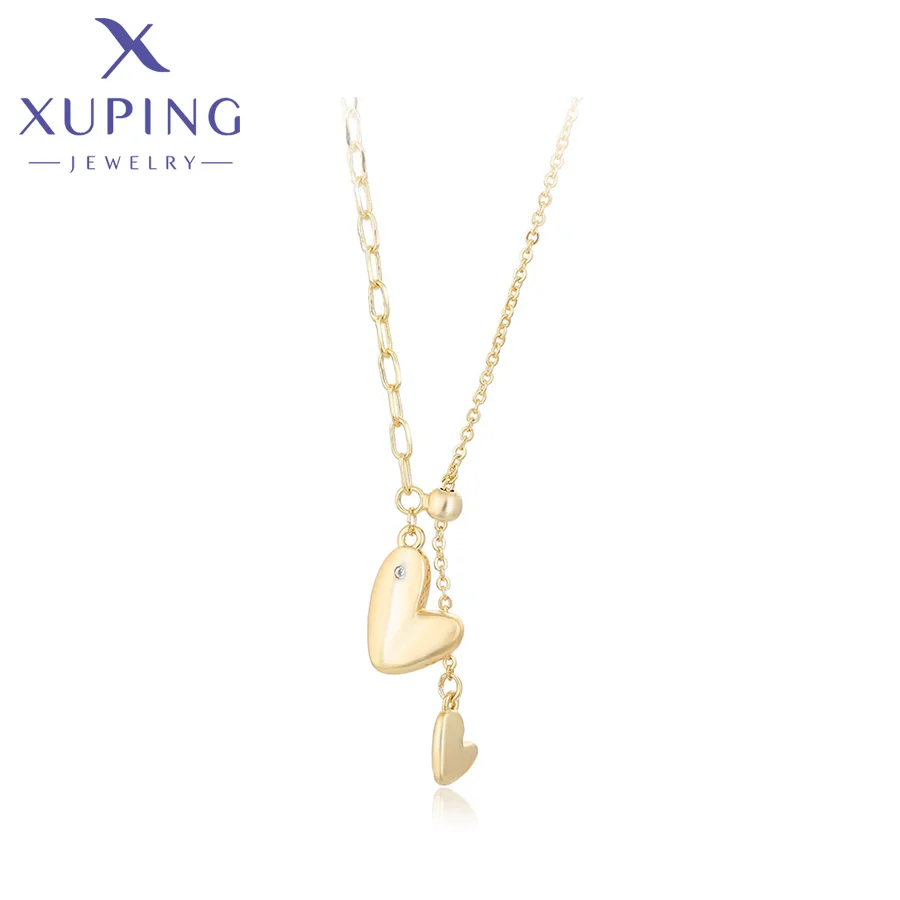 necklace-01765 Xuping Jewelry Double love fashion simple cute necklace for lady  Environmental Copper