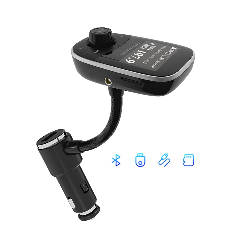 New Arrival 1.44 inch LED Display Wireless Handsfree Dual USB Phone Charger Wireless Music Player Car FM Transmitter