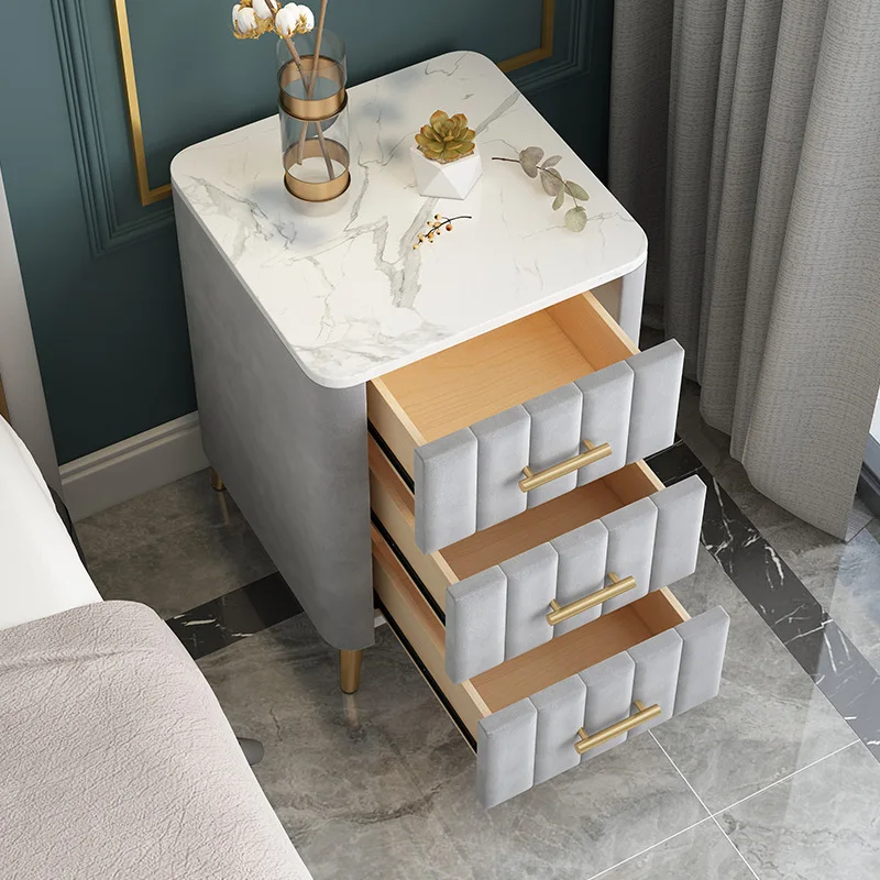 Nordic Design Modern Solid Wood Luxury Bedside Table Nightstand Side Table with 3 Drawer