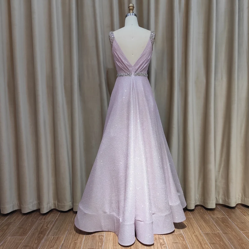 Custom High Quality Latest Gown Evening Dress A Line Long Pink Evening Dresses for Women