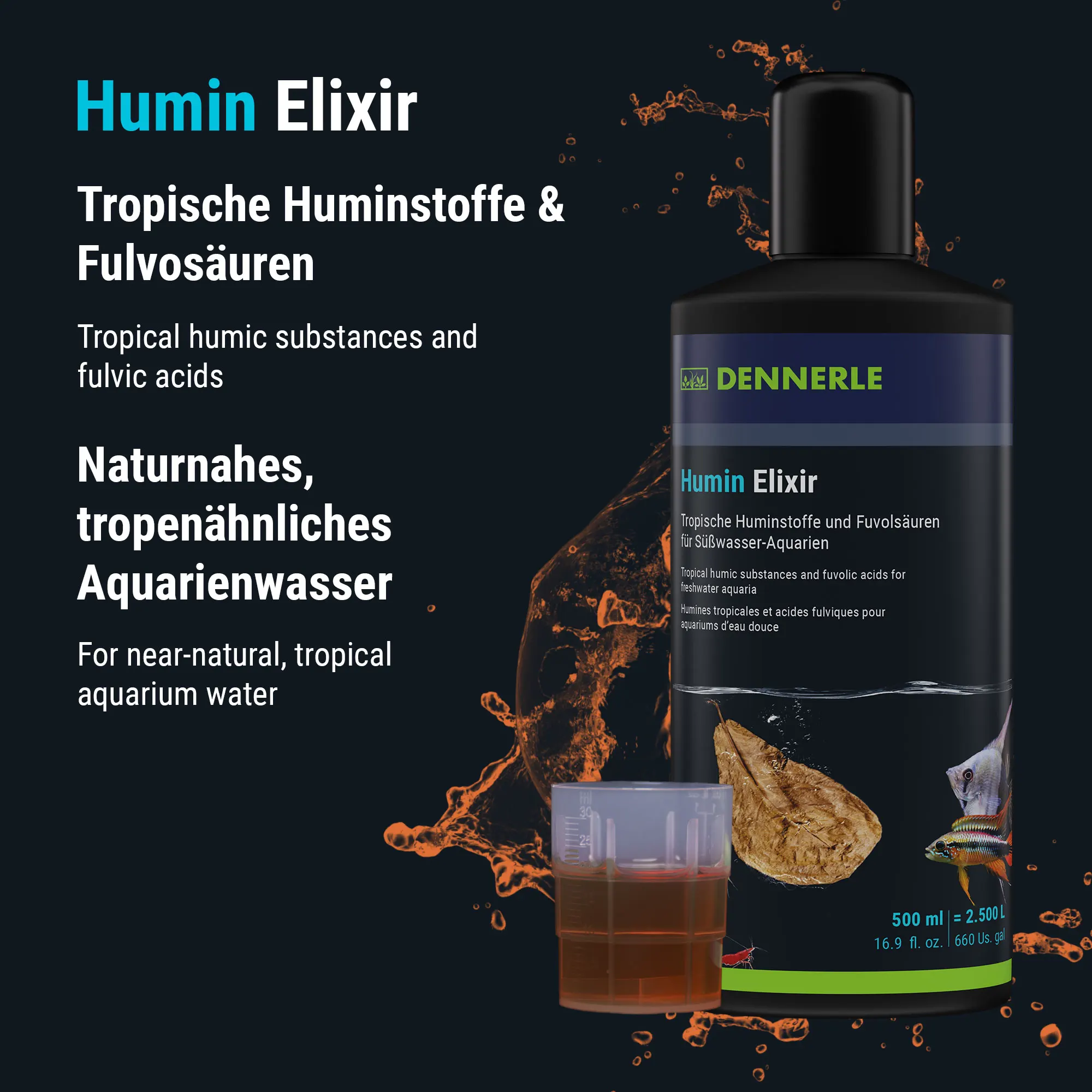 DENNERLE Humin Elixir 500 мл подавляет вредные микробы и предотвращает заболевания уход за водой для пресноводных аквариумов