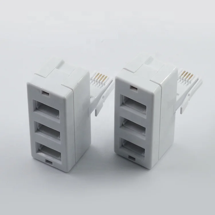 RJ11 RJ12 6P4C 6P6C 1 to 2 Female 3 Ports Telephone Line Splitter Connectors